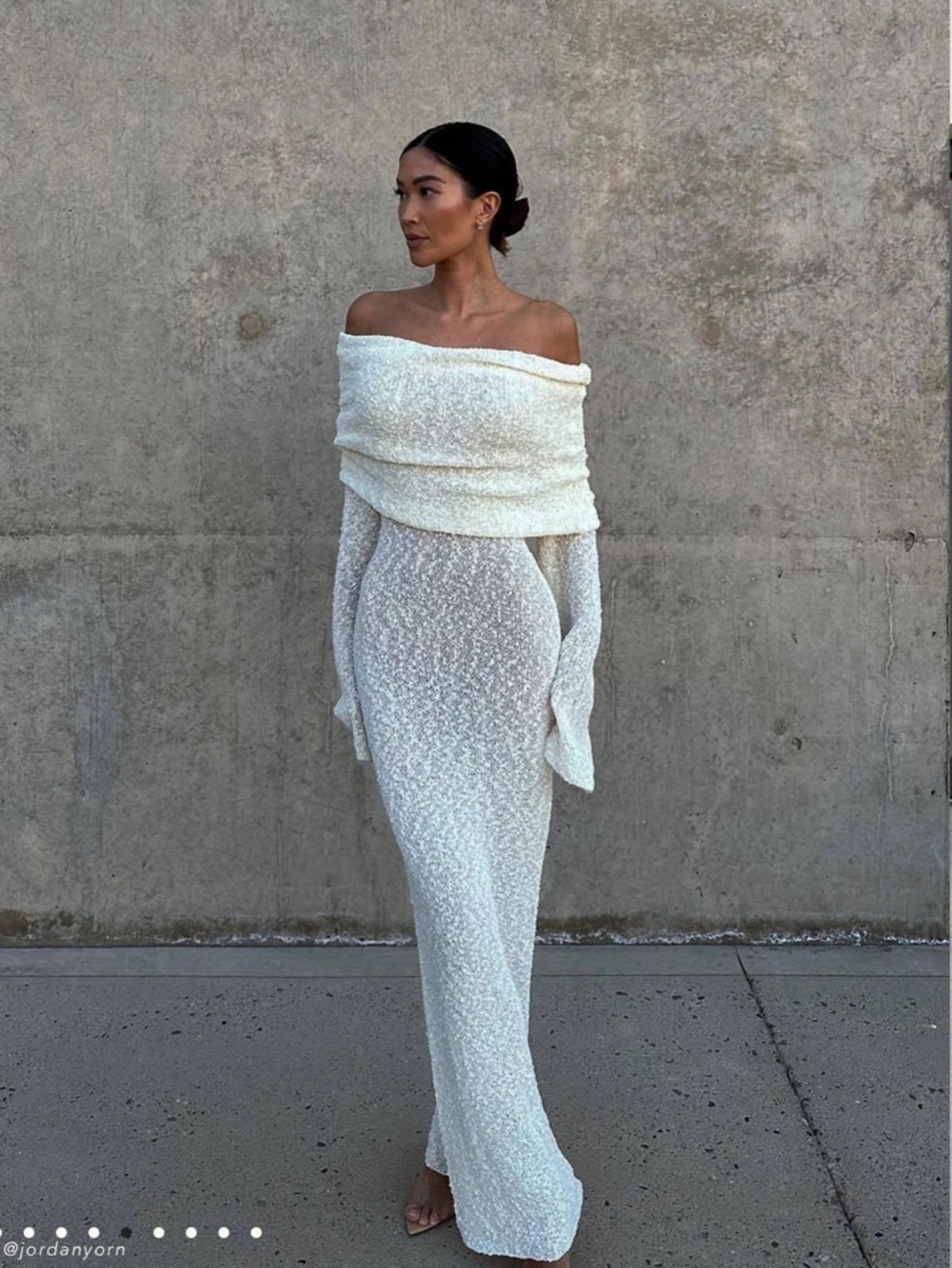 Meshki Off-Shoulder Ivory Maxi Dress